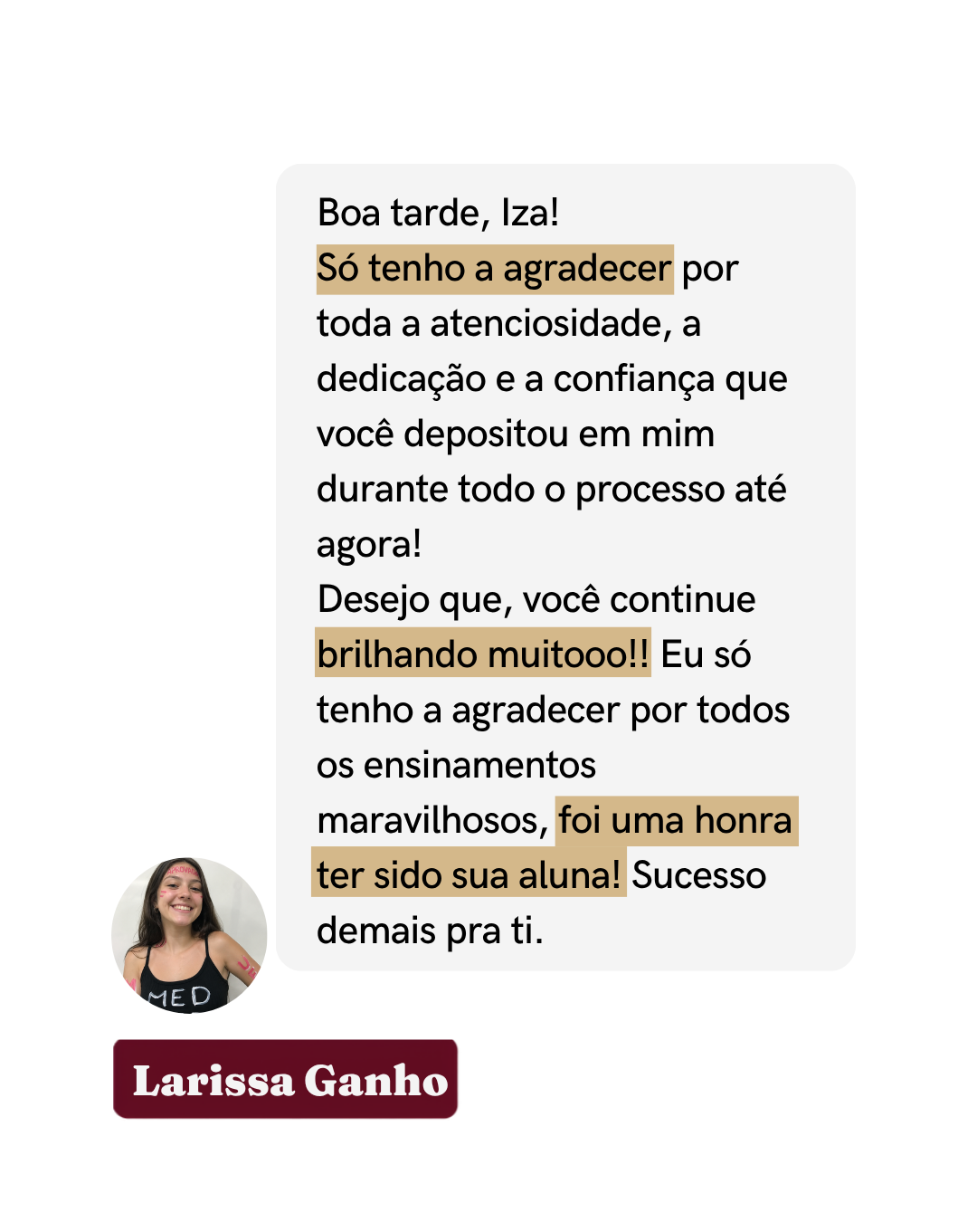 Depoimento de Larissa Ganho
