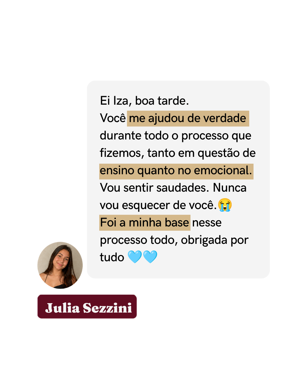 Depoimento de Julia Sezzini
